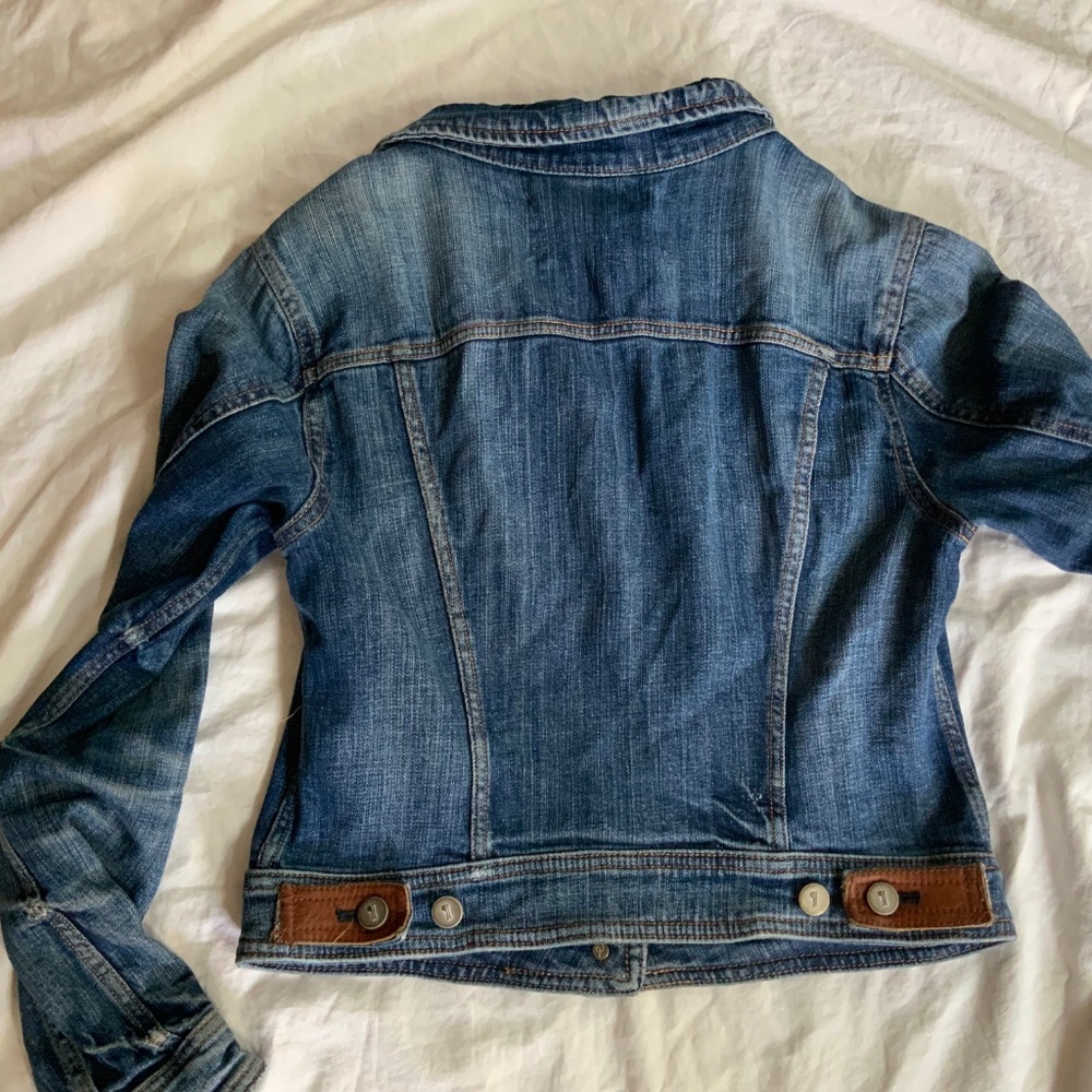 Pilcro and the Letterpress Avie Denim Leather Tab Jacket size small - Picture 9 of 10